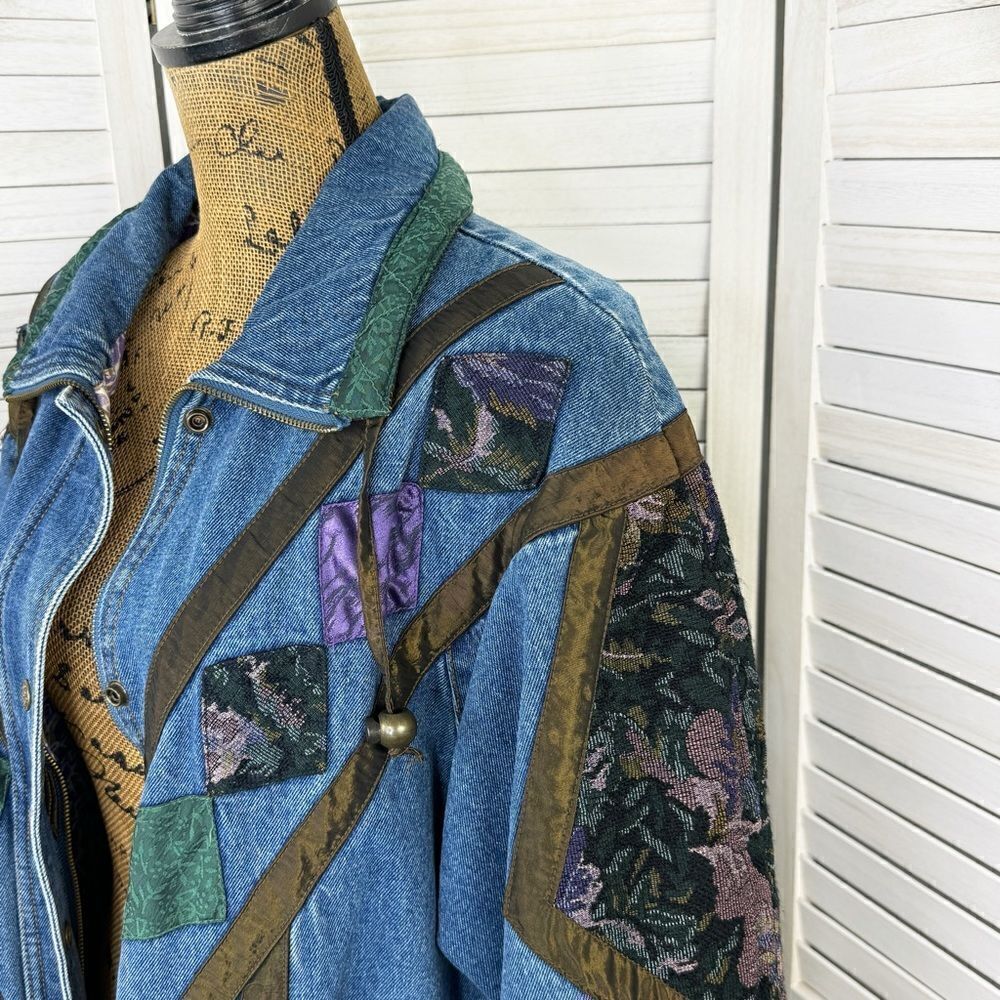 Current Seen Vintage 80s Patchwork Denim Coat Blu… - image 6